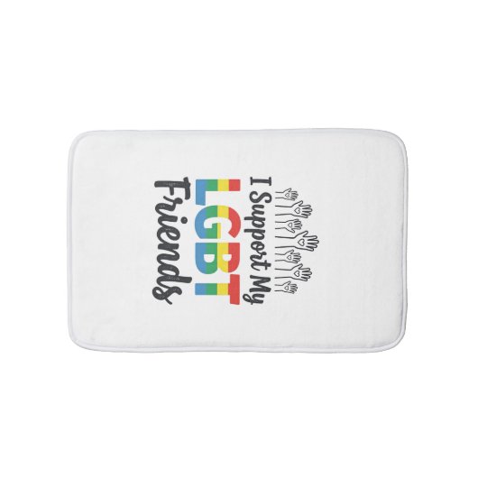 LGBTの友達を応援 虹色 プライド ベクター デザイン バスマット (正面)