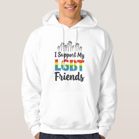 LGBTの友達を応援 虹色 プライド ベクター デザイン パーカ (正面)