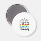 LGBTの友達を応援 虹色 プライド ベクター デザイン マグネット (正面/裏面)