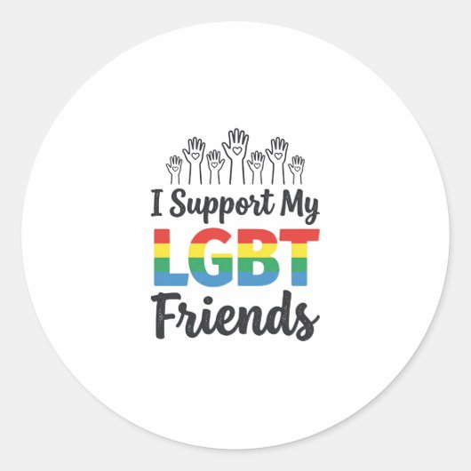 LGBTの友達を応援 虹色 プライド ベクター デザイン ラウンドシール (正面)