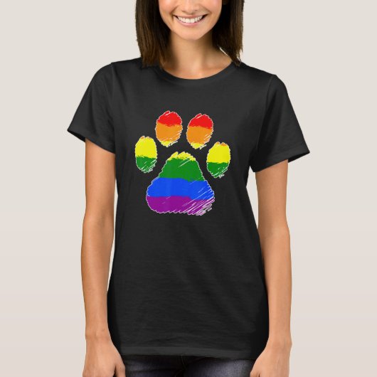 Lgbtの同盟国フューリープライドレインボーフューズドッグポーGr Tシャツ (正面)