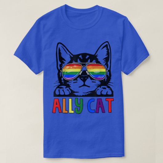 LGBTの味方ねこ親切に ゲイ レインボー 面白いLGBTQ ギフト Tシャツ (デザイン正面)