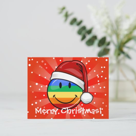 Lgbtの幸せで陽気な旗のカスタムな文字の休日の郵便はがき シーズンポストカード (スタンド正面)