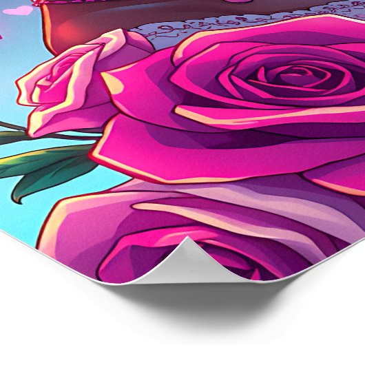 LGBTの愛 | アフリカ系アメリカ人アニメカップル ポスター (角)