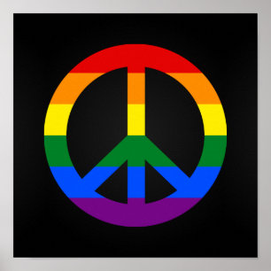 LGBTの旗のピースサインポスター ポスター