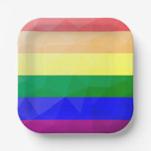LGBTの旗 レインボーのライン 幾何学的なメッシュパターン ペーパープレート (正面)