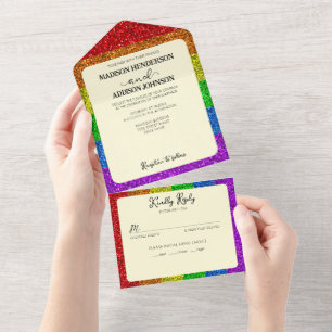 LGBTの旗 レインボー きらきら ゲイ レズビアン 結婚式 オールインワン招待状