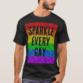 LGBTの旗 活力に満ちた輝き すべてのゲイ テキストをカスタマイズ Tシャツ (正面)