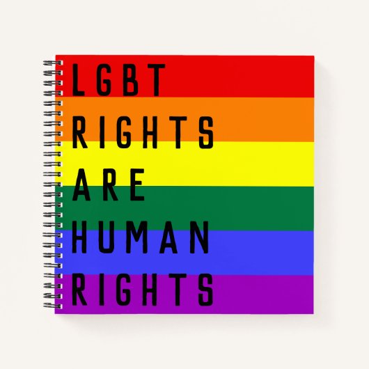 LGBTの権利は人権に関する虹の旗 ノートブック (正面)