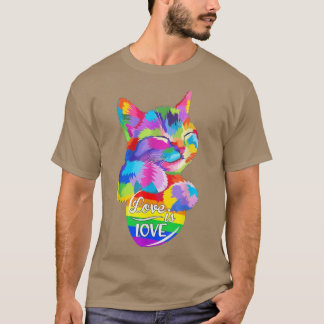 Lgbtの猫の愛は愛 Tシャツ