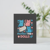 LGBTの猫保護好きの人形の平等トランス シーズンポストカード (スタンド正面)