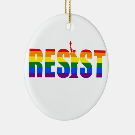 LGBTの虹の旗はゲイプライドの等しい権利に抵抗します セラミックオーナメント (右)