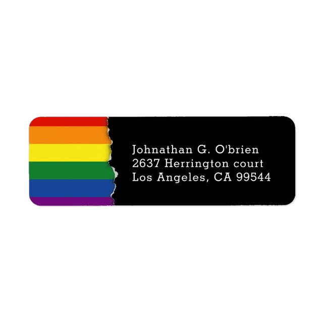 LGBTの虹の旗| Blkの差出人住所 ラベル (正面)