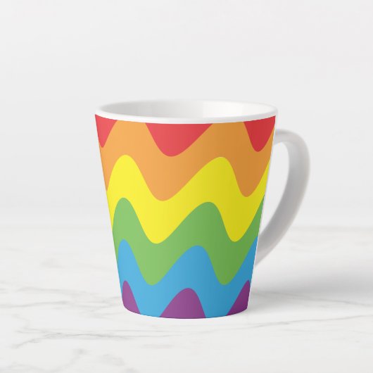Lgbtの虹の波 カフェラテマグ (右アングル)