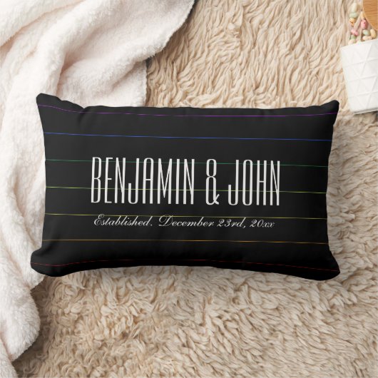 LGBTの虹の細い縦縞の名前をカスタムする記念日 ランバークッション (ブランケット)