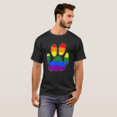 Lgbtの誇りを持った味方フューリーなレインボーキャットドッグポーキットン Tシャツ (正面フル)