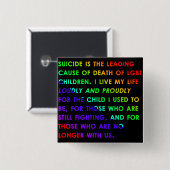 LGBTの青年自殺 缶バッジ (正面&裏面)