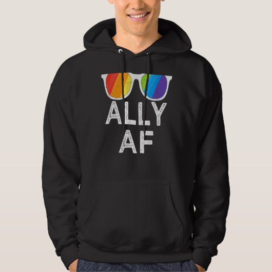 LgbtのAlly Af Rainbow Flag For Lgbtプライド月サポート パーカ (正面)