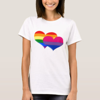 LGBTのBiのプライドのパステルのハート Tシャツ