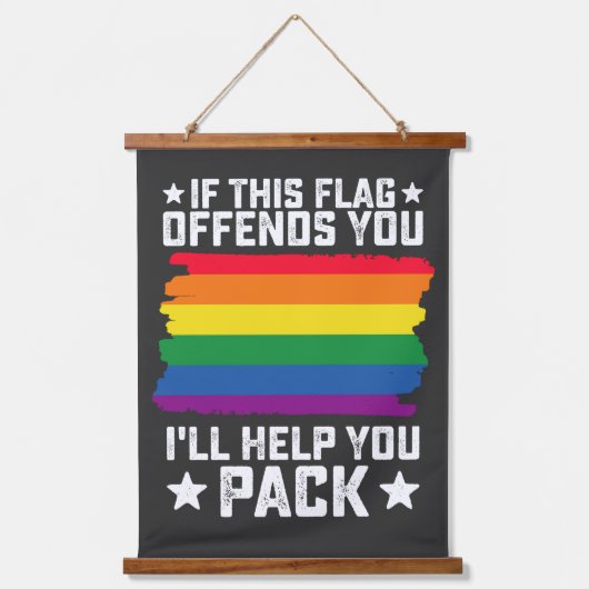 LGBTもしプライドこの旗はあなたに怒ら救済せる 吊り下げ型タペストリー (正面)