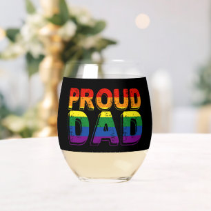 LGBTを誇りに思う父 ゲイプライド パパ ステムなしワイングラス