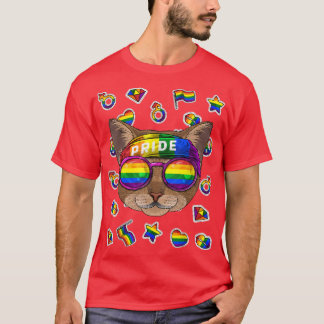 LGBTアビシニアンゲイプライド月猫レインボーレズビア Tシャツ