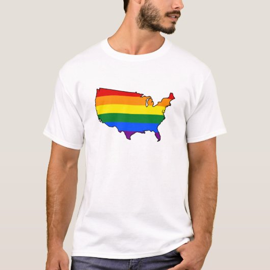 LGBTアメリカプライドの地図Tシャツ Tシャツ (正面)
