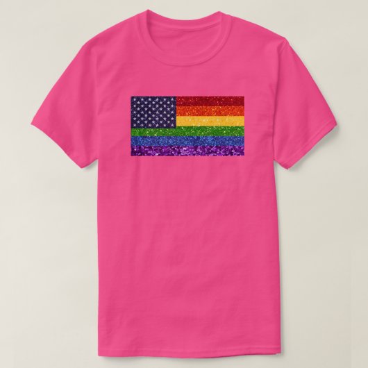 LGBTアメリカプライドグリッター国旗 Tシャツ (デザイン正面)