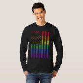 LGBTアメリカ国旗プライドレインボーゲイレズビアンビター Tシャツ (正面フル)