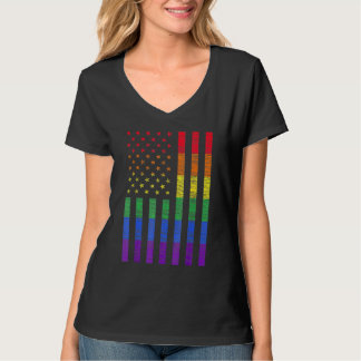 LGBTアメリカ国旗プライドレインボーゲイレズビアンビター Tシャツ