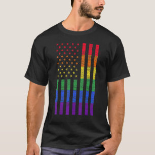 LGBTアメリカ国旗プライドレインボーゲイレズビアンBi Tr Tシャツ