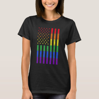 LGBTアメリカ国旗プライドレインボーゲイレズビゼックス Tシャツ