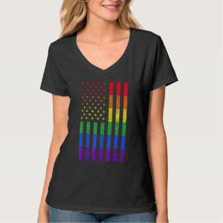 LGBTアメリカ国旗プライドレインボーゲイレズビゼックス Tシャツ