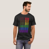 LGBTアメリカ国旗プライドレインボーゲイレズビゼックス Tシャツ (正面フル)