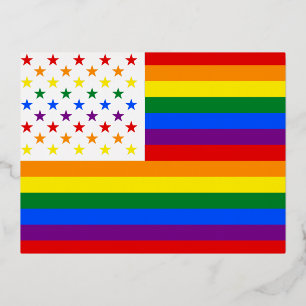 LGBTアメリカ国旗 箔シーズンポストカード