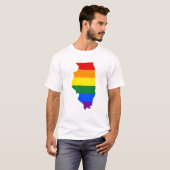 LGBTイリノイ州，米国国旗の地図Tシャツ Tシャツ (正面フル)
