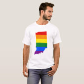 LGBTインディアナ州旗の地図Tシャツ Tシャツ (正面フル)
