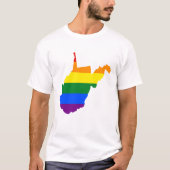 LGBTウェストバージニア、米国の州旗の地図Tシャツ Tシャツ (正面)
