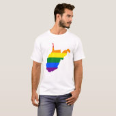 LGBTウェストバージニア、米国の州旗の地図Tシャツ Tシャツ (正面フル)