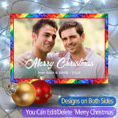 LGBTカスタムフォトゲイレインボーフラッグメリークリスマス シーズンカード
