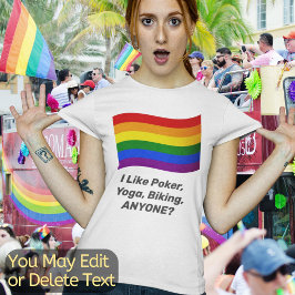 LGBTカスタム文字レインボー国旗ゲイプライドおもしろい国旗 Tシャツ