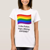 LGBTカスタム文字レインボー国旗ゲイプライドおもしろい国旗 Tシャツ (正面)