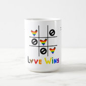 LGBTカスタム日付＆名前マグカップ マルバツゲーム Love Wins コーヒーマグカップ (中央)