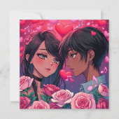 LGBTカップルパーソナライズされたアニメバレンタインデー カード (正面)