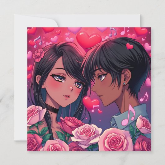 LGBTカップルパーソナライズされたアニメバレンタインデー カード (正面)