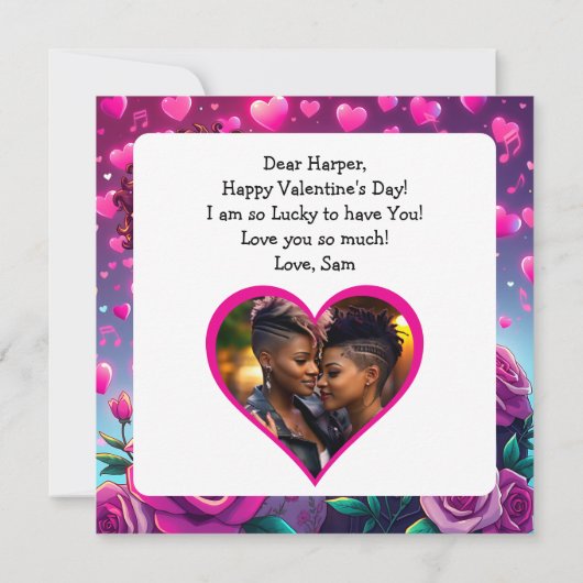 LGBTカップルパーソナライズされたアニメバレンタインデー カード (裏面)