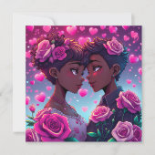 LGBTカップルパーソナライズされたアニメバレンタインデー カード (正面)