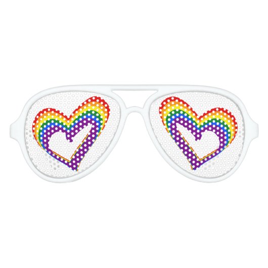 LGBTカラフルゲイプライドラブレインボーハート アビエーターサングラス (正面)