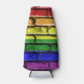 LGBTカラフルレインボープライド国旗のレンガ壁 ボトルクーラー (正面)