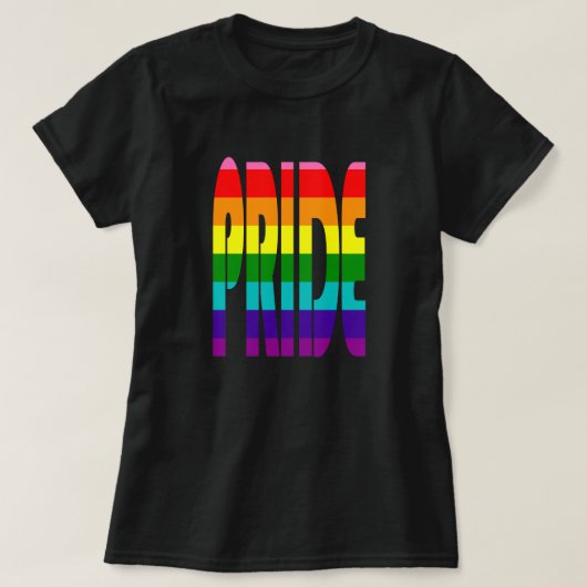 LGBTカラフルレインボー文字LGBTQゲイプライドサポート Tシャツ (デザイン正面)
